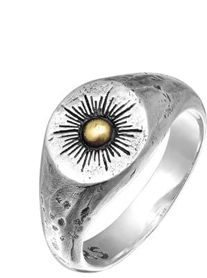 HG HAZE & GLORY Ring Herren aus 925 Sterling Silber, Schmuck Männer, Silberring oxidiert, Sonne, Sun Lover