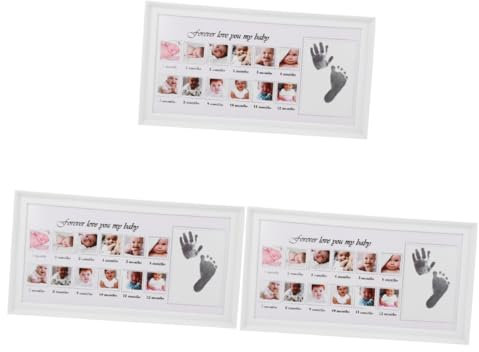 Toyvian 3 Teiliger Fotorahmen Handabdruck Bilderrahmen Für Säuglinge 12 Monats Bilderrahmen Für Neugeborene Mädchen Essentials Hand Und Fußabdruck Set Säuglingswachstumsrahmen