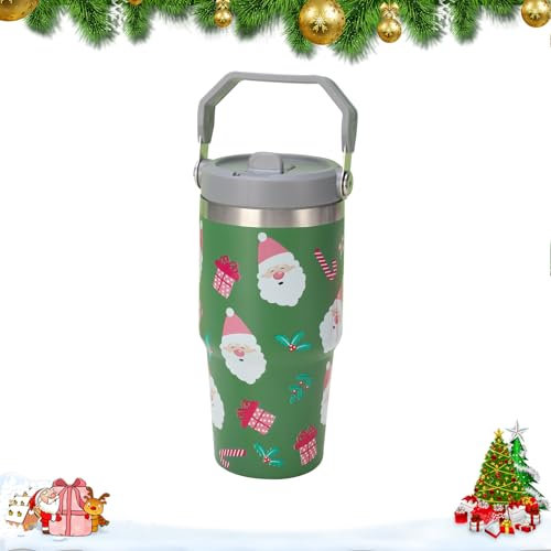 Tasse Noël Grande Capacité Peinte à Main Isolée Pour Amateurs de Boissons Chaudes, Café, Thé Pour Décorateurs D'Intérieur et Hôtes (Acier Inoxydable H)