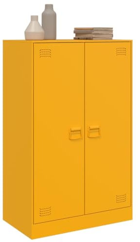 Tidyard Sideboard Kommode Metallschrank Beistellschrank Anrichte Wohnzimmerschrank Aufbewahrungsschrank Standschrank Mehrzweckschrank Aktenschrank Schrank Senfgelb 67x39x107 cm Stahl