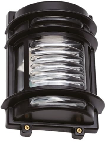 Außenleuchte Wand Maritim H: 22 cm Messing Glas massiv E27 IP64 wetterfest in Schwarz Outdoor Wandlampe aussen Balkonlampe