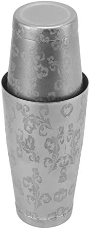 Qukaim Ensemble shaker à cocktail en acier inoxydable Boston avec motif feuille, accessoires de bar à domicile pour mélanger des boissons, 800 ml