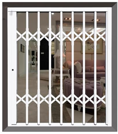 XILYZMO Sicherheits-Fenstergitter Den Außenbereich, Einziehbare, Selbst Zu Installierende Gitter Im Inneren, Mit Diebstahlsicherung, Faltbares Schutzgitter Aus(130x100cm)