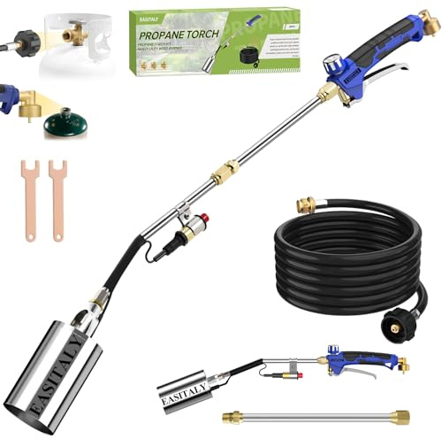 Kit bruciatore per erbacce a propano, ad alto rendimento con tubo da 3,5 m, con torcia a soffiaggio resistente, con modalità lunga/corta per diserbare fiamme, tetti, scioglimento della neve ghiacciata