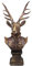Hirschkopf Büste Skulptur Statue Figur Jäger Landhaus zum Hinstellen rotbraun-Gold auf eckigem Sockel H/B/T: 32/14,5/10,5 cm