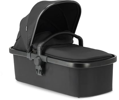 Deryan Babywanne für Evy V2 Kinderwagen, für Babys ab Geburt bis 9 kg, mit Matratze, Sonnenverdeck, Belüftungsfenster, Klein Zusammenklappbar, Schwarz