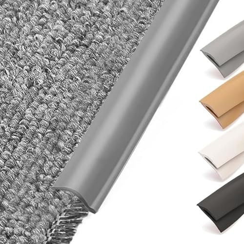 Selbstklebende Teppich Randleiste, PVC Übergangsstreifen für Boden, Randversiegelungsleiste für Teppich und Holzboden, Fußmatten Randleiste, Grau (5m)
