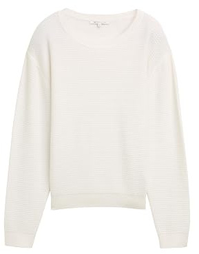 Tom Tailor Denim Damen Strickpullover mit Rundhalsausschnitt