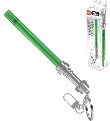 IQ LEGO Star Wars Lichtschwert-Gelschreiber mit Clip, Limettengrün (53512) | Glatte grüne Tinte, nachfüllbar