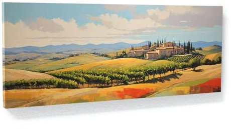 Sense Canvas Leinwand-Kunstdruck, modernes Toskana, Vista 99, Wohnkultur, Wandkunstdruck, Poster, Gemälde, groß, 40 x 16 / 1,9 cm