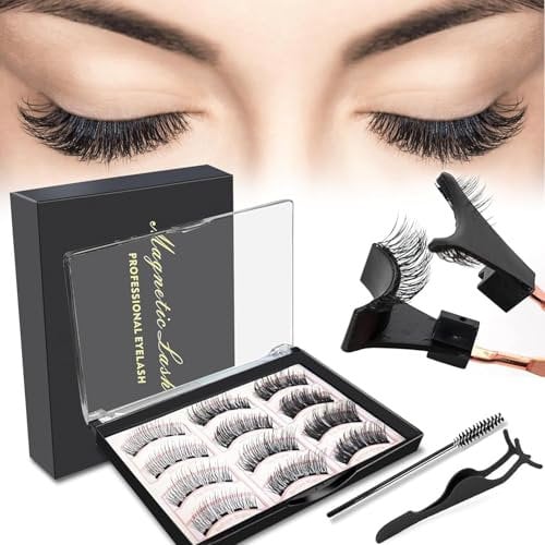 Magnetische Wimpern Natürlich Look, 3D Kein Kleber Nötig & Wiederverwendbares, Magnetwimpern Ohne Eyeliner, Wasserdichtem Dünne Magnet Wimpern für Party
