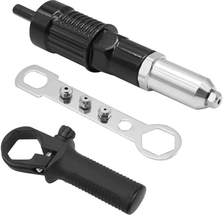 DUSCOKE Kit de Adaptador de Pistola de Remache, Accesorios de fijación de Remaches de Taladro eléctrico con 4 Cabezales de Remaches de 2,4 mm/3,2 mm/4,0 mm/4,8 mm, Herramienta de Tuerca Remachadora