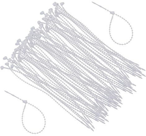 Boltza® Reusable Beaded Cable Ties 100mm (Natural, Pack of 100) - Releasable Twist-Lock Wire Ties for Cables, Commerce & Garden