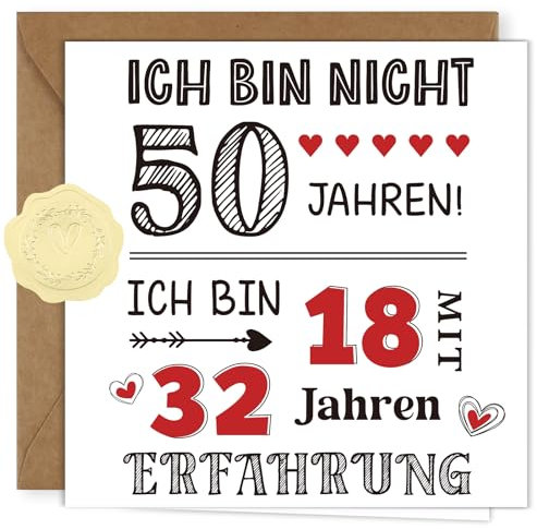 WenmthG Geburtstagskarte 50. Geburtstag Mann Frau - Lustige Geschenkidee für 50. Geburtstag Mann Frau - 50 Geburtstagskarte mit Umschlag, Aufkleber