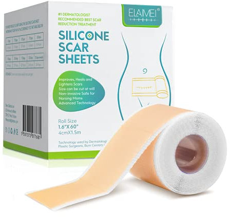 Fogli Cicatriziali in Silicone, Cerotti Silicone Cicatrici, 4x150cm Cerotti Cicatrici, Tratta tutte le cicatrici Causate da Cesareo, Chirurgia, Ustioni, Cheloidi, Acne e Altro.