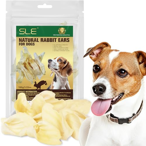 Orejas de Conejo Naturales para Perros, Orejas Enteras sin Tratar, Conejos criados 100% con Pasto, Alternativa a los Snacks masticables de Cuero Crudo para Perros (Conejo)