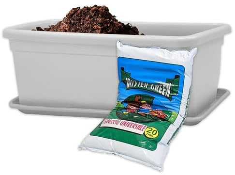 Sicignano Fioriera Rettangolare Plastica 80 cm con Sottofioriera, da EsternoEe interno, per Piante e Fiori - Resistente ai Raggi UV, Giardino Terrazzo, Made in Italy (1, Bianco - Con Terriccio)