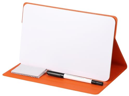 PATIKIL Dry Erase White Board, 10x7 Whiteboard PU Leather Dry Erase Board Calendar Writing Tablet with Marker Wiping Cloth for Office Desk Home Kitchen Refrigerator, Orange