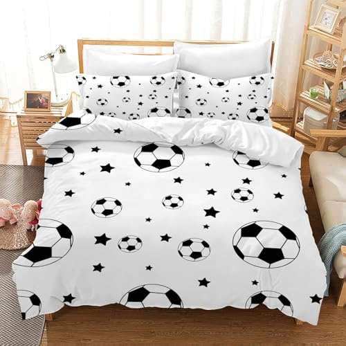 CXYXHW Football Bedding Duvet Cover Set,Football Print Soft Microfiber Bedroom Duvet Set Bedding Set with 2 Pillowcase,for Teens and Adults. (F3, Single)