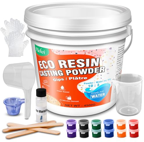 Eco Resin Casting Powders 4500g - Water Activated Plaster Powder, Easy Mixing & Self Leveling, Fast Cured 20-30 Minutes Demold, Resincrete Powder for DIY Crafts, Home Art, Sculpture & Molds