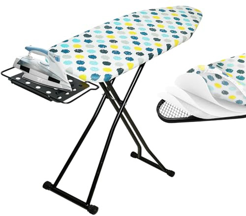 SUNDOY Premium Bügelbrett 111×31 cm für Dampfbügelstation – Extra breite Bügelfläche 31×91,5 cm, höhenverstellbar, 3-lagige Polsterung, Stabiler Bügeltisch für Zuhause