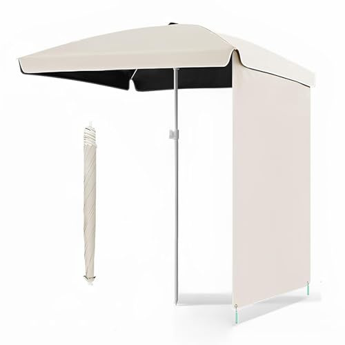 Parasol De Marché Extérieur Avec Rideau Pare-soleil, Parasol Rectangulaire Portable Pour Table De Camping, Pour Pelouse, Terrasse, Jardin, Piscine, Plage, Balcon Ou Pêche(Apricot,160cm/5.2ft)