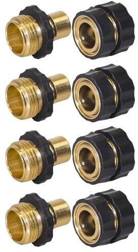 Adaobbt Lot de 4 raccords rapides pour tuyau d'arrosage - Ajustement parfait - Avec 4 joints - Mâle-femelle - Raccords rapides - Pour nettoyeur haute pression robinet douchette