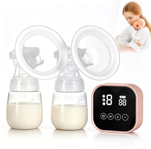 Oskuglin Sacaleches Electricos, Doble Extractor Leche Recargable (Rosa) | 9 niveles de succión; pantalla táctil LED; extracción sin dolor; sin BPA, silencioso para madres lactantes