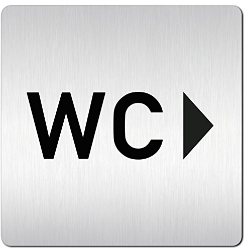 Türschilder24 XXL Schild - Türschild (B) • 125 x 125 mm • WC Pfeil Rechts • 1,5 mm Aluminium Vollmaterial • 100% Made in Germany