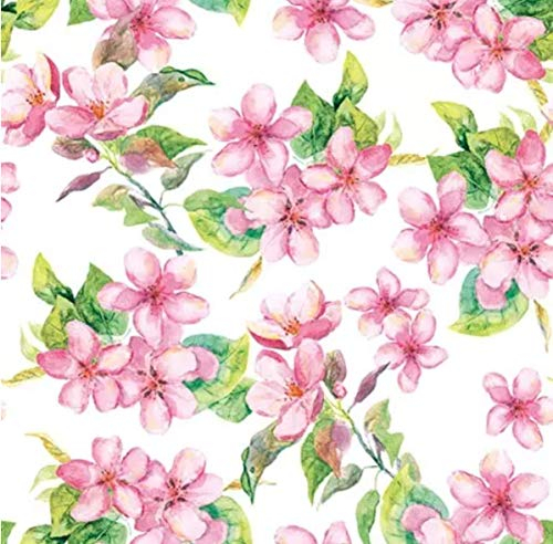 Ambiente 3-lagige bedruckte Papierservietten Packung mit 20 Stück, Lunchgröße 33 cm x 33 cm Kirschblüte Rose
