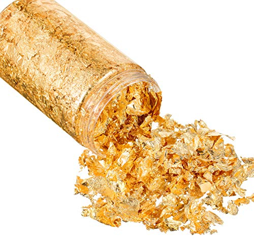 HICARER 15 Gramm Gold Blatt Flocken Gold Folien Flocken Gold Metallisch Folien Flocken für Vergoldung, Malerei, Handwerk und DIY