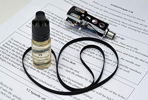 Chrome Plated Headshell, Cartridge, Stylus, Drive Belt, Lubricant Refurb Bundle for Technics SL-19, Turntable, Vinyl player, -27
