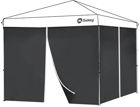 Sekey 2 Paneles Laterales con Cremallera, Paredes Laterales para 3x3m Cenador Plegable Carpas de Jardin, Impermeables, Negro