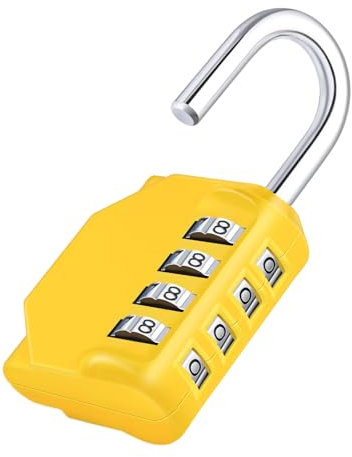 ZHEGE Combination Padlock, Outdoor Padlock Weatherproof for Fence Gate, Sheds, 4 Digit Padlock with Code for Gym Locker, School Locker (Yellow)