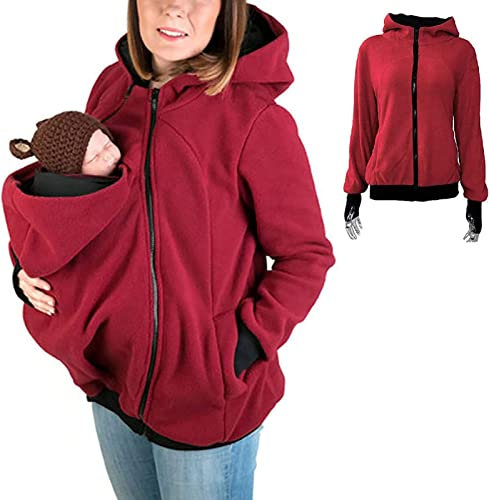 Multifonction Veste Porte-Bébé,3 En 1 Maternité Laine Polaire Blouson Kangourou Pour Allaitement Adapté Aux Femmes Enceintes Maternité Sweat À Capuche 1,XXXL