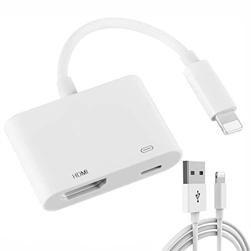 SZBJSMF HDMI-Adapter, 2 in 1 HDMI-Adapter für IPhone/IPad,1080p Digitaler HDMI Adapter,mit Streaming- und Ladeanschluss Kompatibel IPhone/IPad/Projektor/Monitor