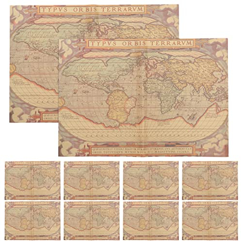 COHEALI Geschenkpapier Verpackung Bastelpapier 10pcs Map Drucke Wickelpapier Festival Geschenkverpackungspapier Bouquet Packpapier Weltkarte Dekoratives Geschenkpapier