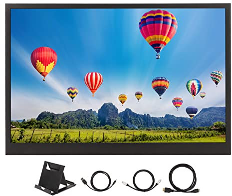 Monitor Portátil de 17 Pulgadas, Pantalla Externa del Ordenador con ángulo de Visión de 178 Grados, Monitor de Juego FHD para Teléfono PC, Pantalla HDMI USB C para