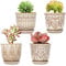 YFFSRJDJ Vaso per piante grasse, 10 cm, piccolo vaso da interno in ceramica con fori di drenaggio e piattini per piante, bianco crema, set di 4