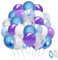 Blau Lila Luftballons, 60 Stück Frozen Luftballons Schneeflocke Konfetti für Mädchen Geburtstag Babyparty Winter Winter Party Deko