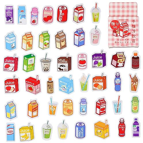 46pcs Aufkleber für Scrapbooking Kleine Scrapbook Aufkleber Set, Journaling Bullet Junk Journal Supplies, Planer, Kid DIY Art Crafts, Laptop, Koffer (Getränke)