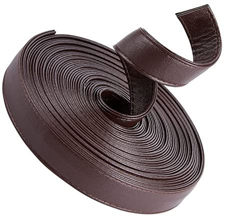GORGECRAFT 5M Bandes de Cuir Double Face 20MM de Large Sac à Bandoulière Rouleau de Sangle en Cuir Marron Noix de Coco Corde en Cuir Lisse Cordon Plat pour Bricolage Artisanat Fabrication de Vêtements