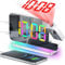 SZELAM Projection Alarm Clock,7.4 LED Mirror Digital Clocks Large Display,with 180° Rotatable Projector,RGB Night Light,USB C Port,Auto Dimming,Modern Desk Clock for Bedroom Decor - White