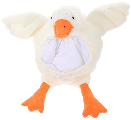 BRIGHTFUFU Kopfbedeckung Hut Im Weißen Gänsedesign Cartoon- Gefüllter Hut Verrückte Hüte Vögel Tier-cosplay-kostüm Gans Winter Beanie Headwear. Anziehhut Karikatur Kind Plüsch Stirnband