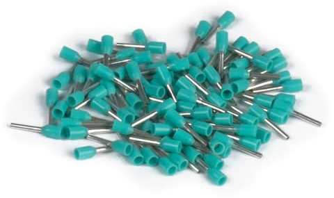 ERKO Aderendhülsen Aderquerschnitt 0,34mm2 Länge 6mm 100 Stück professionelle Kabelschuhe aus galvanisch verzinktem Kupfer mit Polyamidisolierung, Kabel Steckverbinder für Elektriker