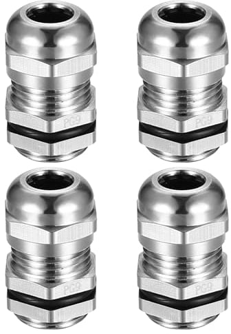 M16 Cable Gland, 4 Pcs PG9 Metal Cable Glands Joints, Waterproof Adjustable Cables Connector, Brass Wire Glands Joints for 4.5-8.5mm Dia Cables Range - PG9/M16