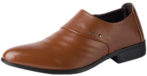 Angbater Mocasines para hombre, informales, de negocios, sin cordones, elegantes, formales y clásicos, marrón oscuro, 42 1/3 EU