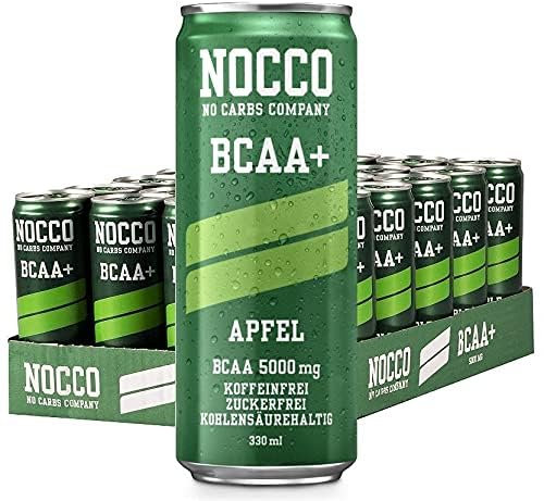 NOCCO BCAA manzana 24x330ml bebida de aminoácidos sin cafeína ni azúcar - bebida deportiva carbonatada para un mayor rendimiento y una mejor regeneración