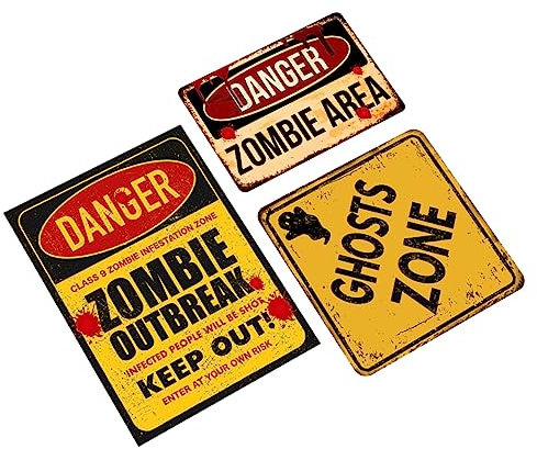 Homoyoyo 3St Halloween-Warnschild-Aufkleber Fußabdruck-Horror-Dekoration Halloween-Wandaufkleber Wohnkultur Horror-Wandtattoo Wandkleister Haushalt schmücken Dekorationen Applikationen PVC