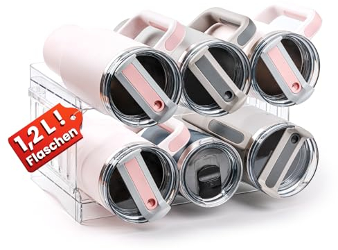 Gracenal Stapelbar Flaschenregal, Weinregal Flaschenhalter 2 Schichten für 1,2L Stanley Cup Zubehör Kühlschrank Organizer Schrank, Gefrierschrank, Vorratskammer, Weinflaschenhalter